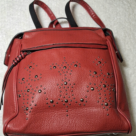 Mellow World Handbags - Mellow World Red Studded Convert Backpack Vegan Leather Rocker Festival Bag